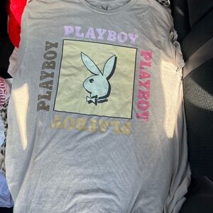 PLAYBOY Cream Tee with Pink and Yellow Accents
